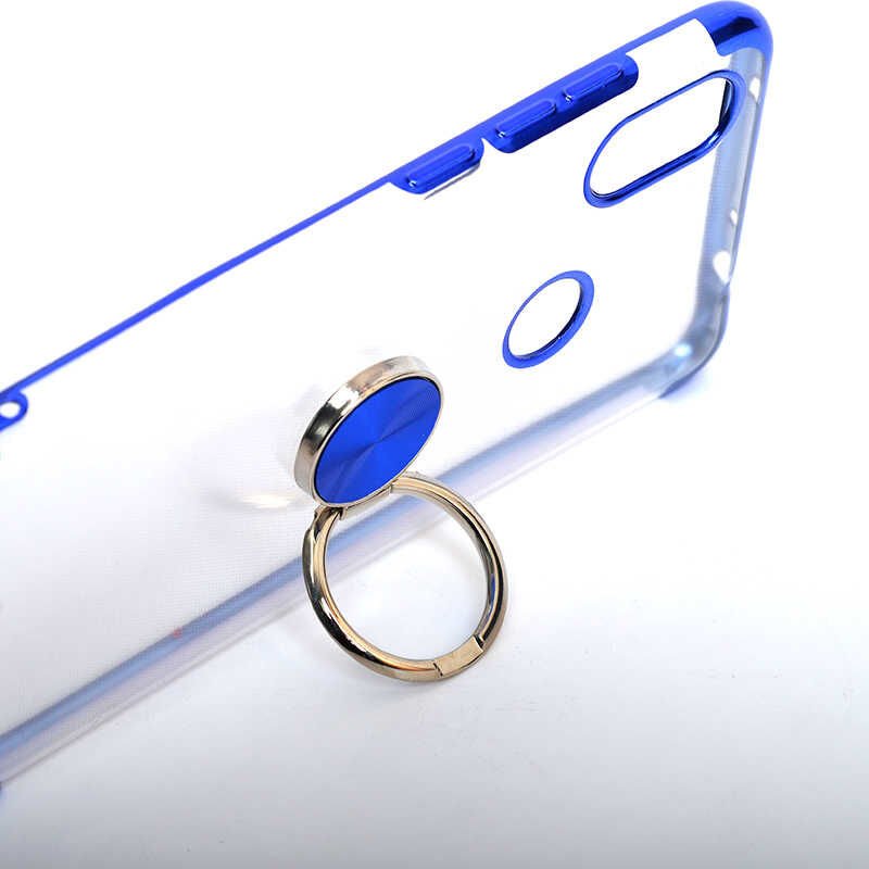 Xiaomi Redmi Note 6 Pro Kılıf Yüzüklü Standlı Silikon Köşeleri Renkli Kapak (GES) Kırmızı