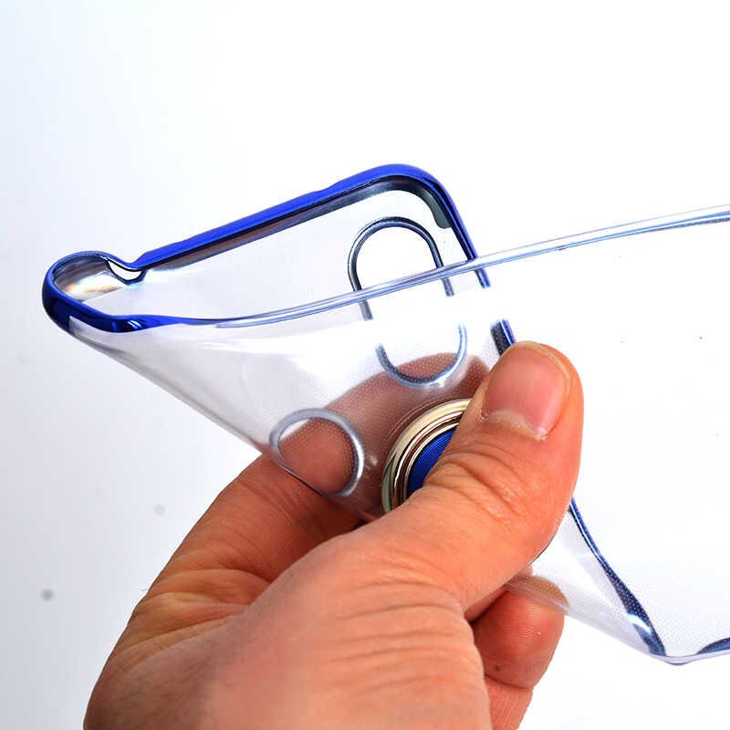 Xiaomi Redmi Note 6 Pro Kılıf Yüzüklü Standlı Silikon Köşeleri Renkli Kapak (GES) Mavi