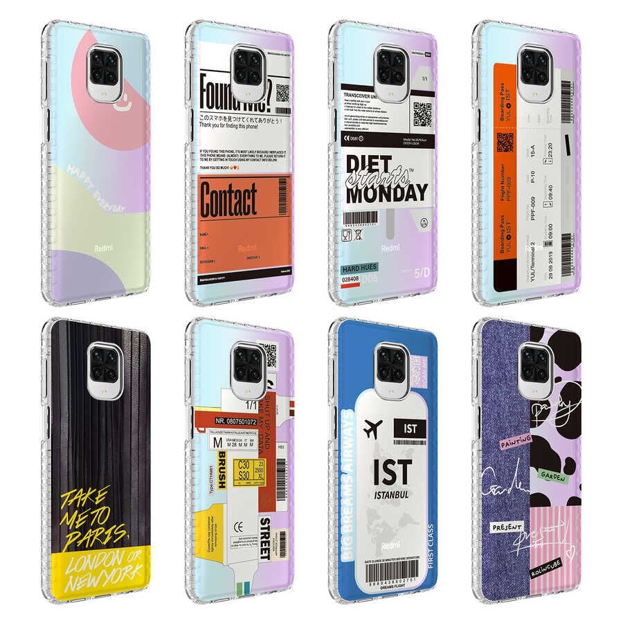 Xiaomi Redmi Note 9 Pro Kılıf Kamera Çıkıntılı Airbag Kenarlı Darbe Emici Desenli Kapak (ELEGANS) NO8