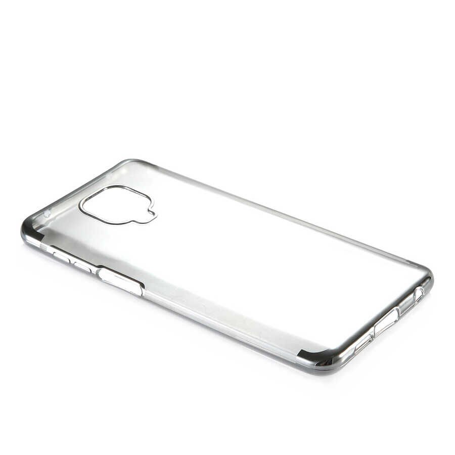 Xiaomi Redmi Note 9S Kılıf Dört Köşe Renkli Lazer Şeffaf Silikon Kapak (GLİTTER) Kırmızı