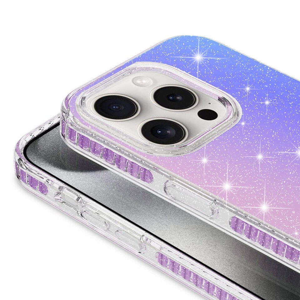 Apple  iPhone 15 Pro Kılıf Renkli Geçiş Tasarımlı Hassas Buton Tasarımlı Silikon Kapak (velle) Beyaz