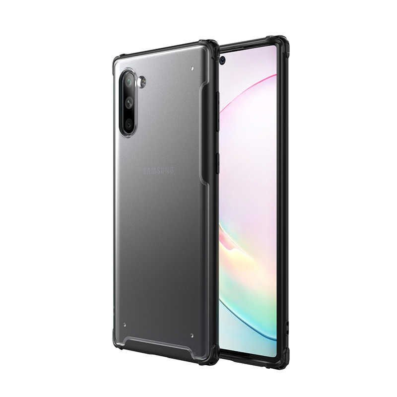Samsung Galaxy Note 10 Kılıf Köşe Korumalı Arkası Mat Buzlu Sert Kapak (VOLKS) Siyah