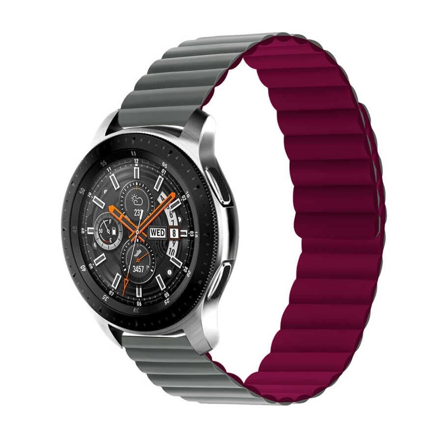 Xiaomi Amazfit Pace Mıknatıslı Kordon Çift Renk Tasarım (KRD-52) Gri-Kırmızı