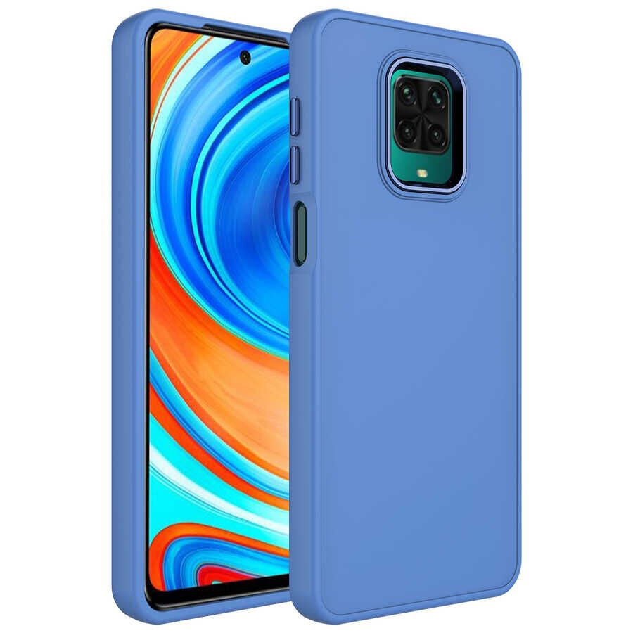 Xiaomi Redmi Note 9 Pro Kılıf Metal Çerçeveli Hassas Butonlu Renkli İçi Kadife Lansman Kapak (LUNA) Lavendery Gray
