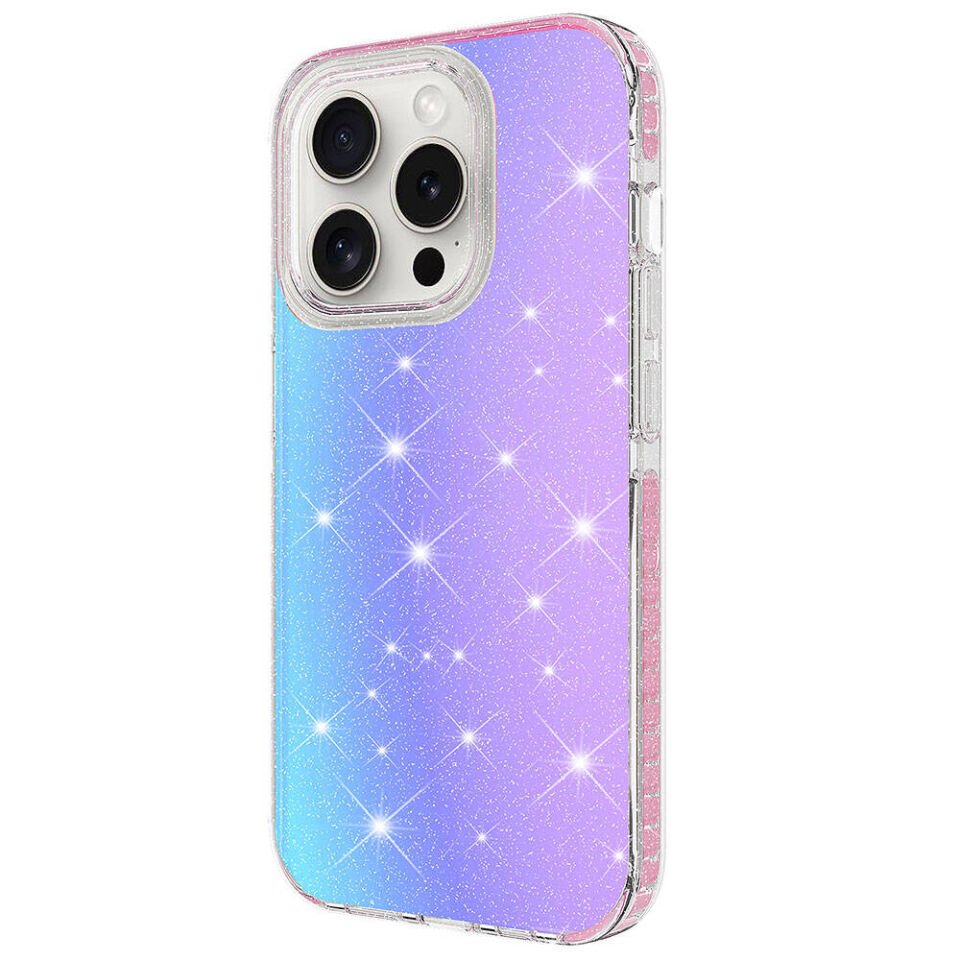 Apple  iPhone 15 Pro Max Kılıf Renkli Geçiş Tasarımlı Hassas Buton Tasarımlı Silikon Kapak (velle) Mor