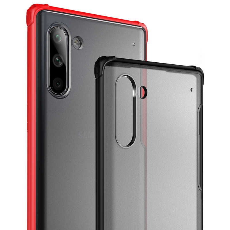 Samsung Galaxy Note 10 Kılıf Köşe Korumalı Arkası Mat Buzlu Sert Kapak (VOLKS) Lacivert