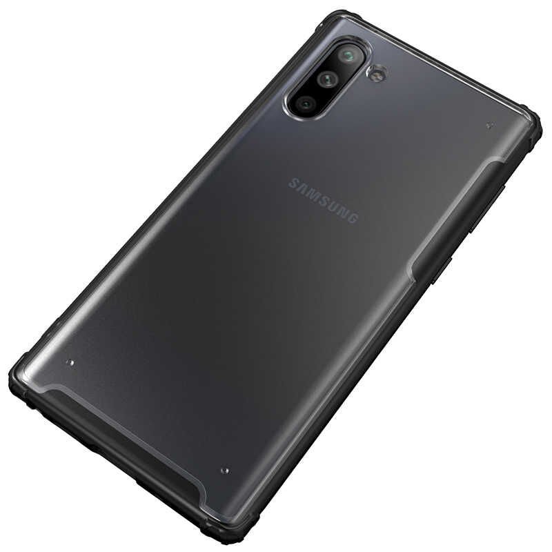 Samsung Galaxy Note 10 Kılıf Köşe Korumalı Arkası Mat Buzlu Sert Kapak (VOLKS) Lacivert