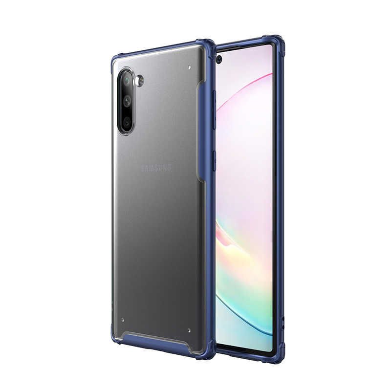 Samsung Galaxy Note 10 Kılıf Köşe Korumalı Arkası Mat Buzlu Sert Kapak (VOLKS) Lacivert