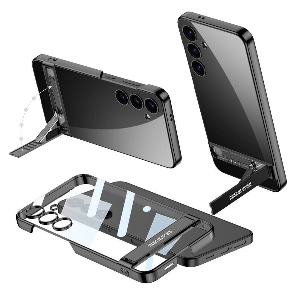 Samsung Galaxy S24 Kılıf HEPTEKİLETİŞİM Kamera Korumalı Şeffaf Dikey Standlı Ays Kapak