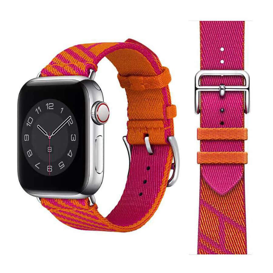 Apple Watch 2/3/4/5/6/7/8/se/nike 38mm 40mm 41mm Hasır Kordon Tasarım (KRD-51) NO5