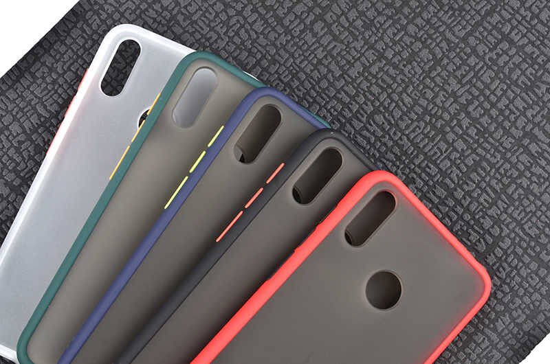 Huawei Y7 Prime 2019 Kılıf Mat Parmak İzi Yapmaz Renkli Tuşlu Sert Silikon Kapak (fri) Siyah