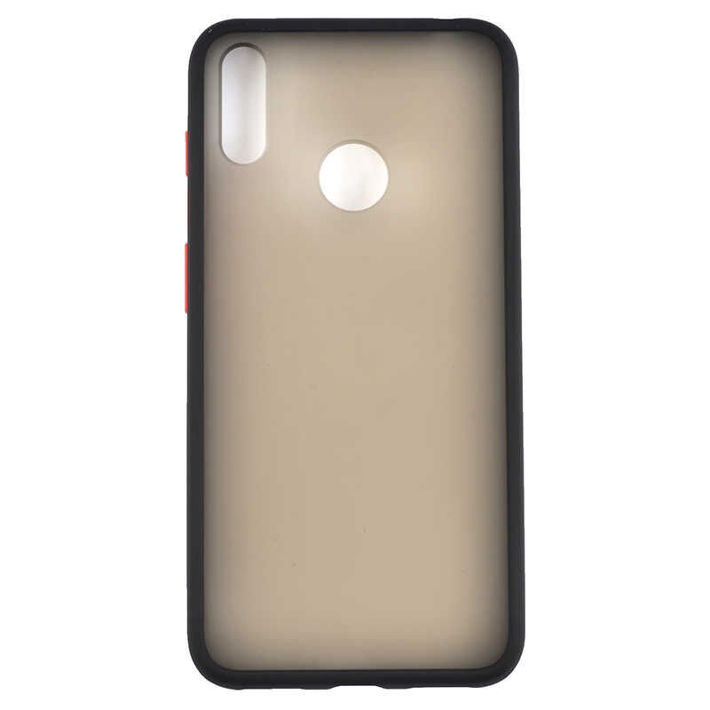 Huawei Y7 Prime 2019 Kılıf Mat Parmak İzi Yapmaz Renkli Tuşlu Sert Silikon Kapak (fri) Siyah