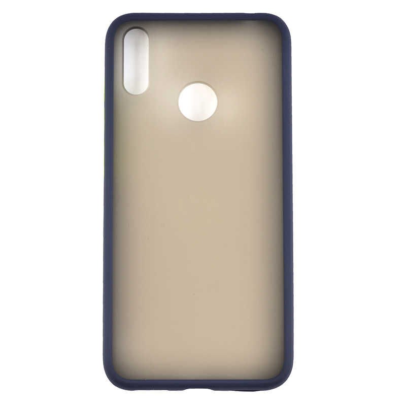 Huawei Y7 Prime 2019 Kılıf Mat Parmak İzi Yapmaz Renkli Tuşlu Sert Silikon Kapak (fri) Lacivert