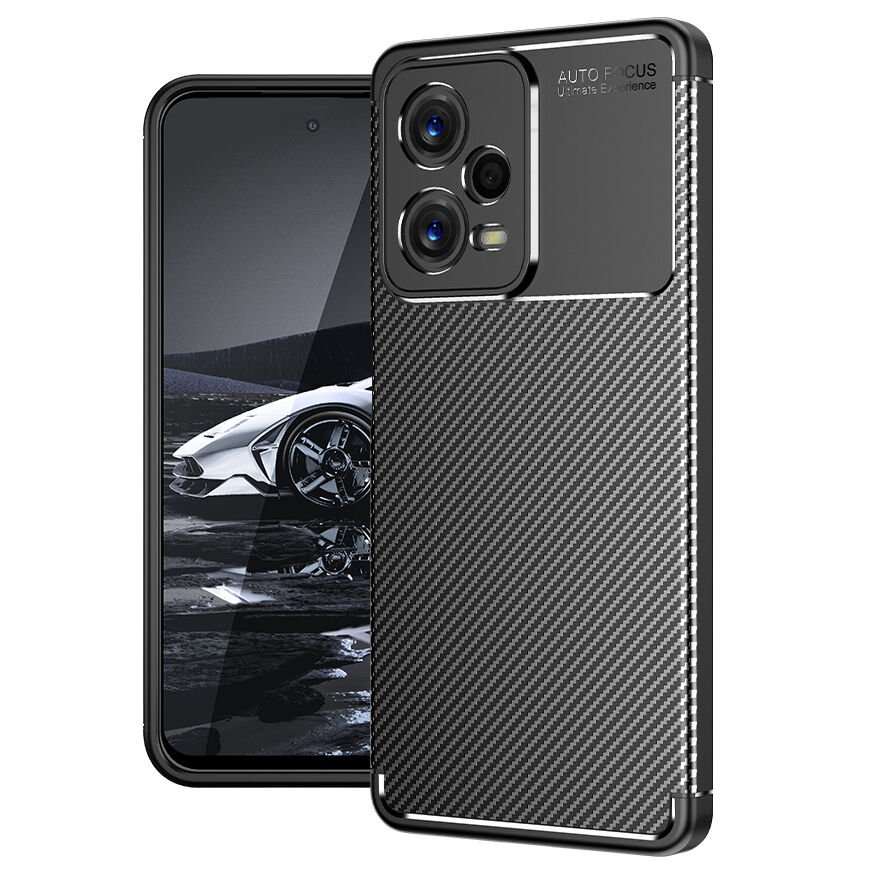 Xiaomi Redmi Note 12 5G Kılıf Kamera Çıkıntılı Karbon Fiber Dokulu Renk Atmaz Kapak (NEGRO) Siyah