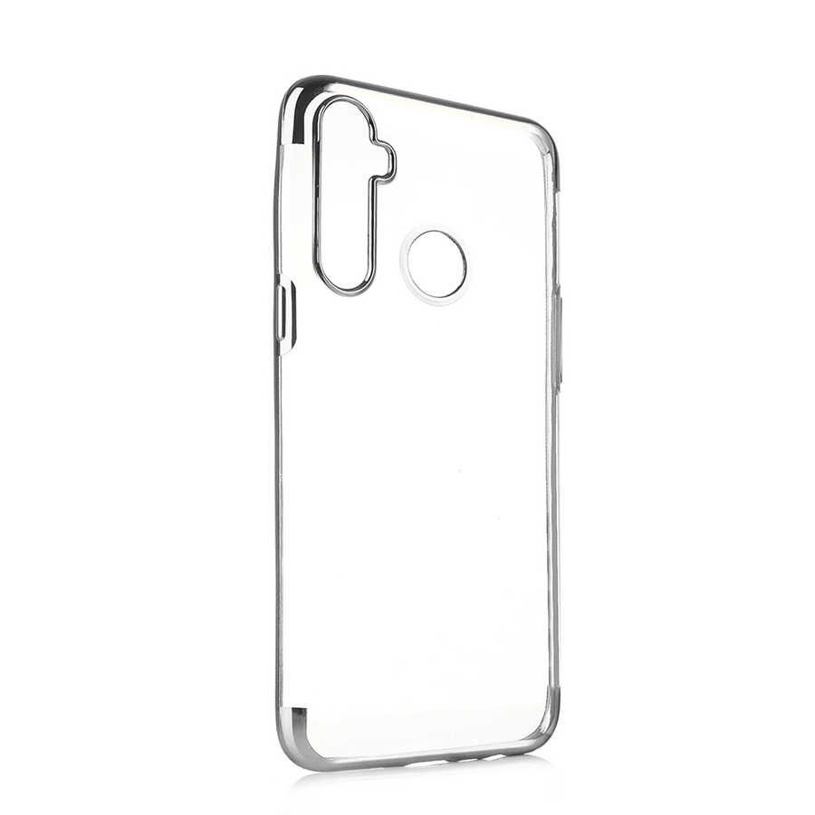 Realme 6İ Kılıf Dört Köşe Renkli Lazer Şeffaf Silikon Kapak (GLİTTER) Gri