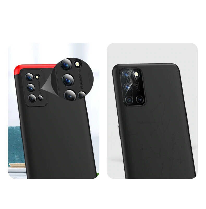 Realme 7 Pro Kılıf 360 Tam Koruma Ön Ve Arka Sert Mika Kapak Orjinal Ays Gkk Kapak Siyah-Gri