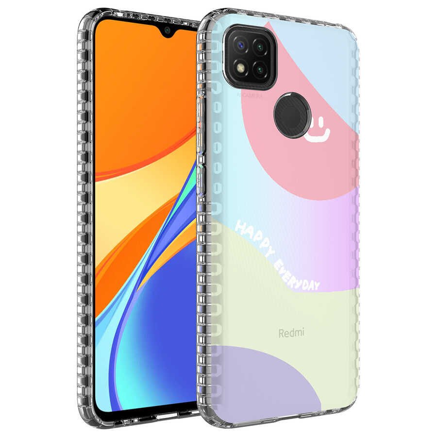 Xiaomi Redmi 9C Kılıf Kamera Çıkıntılı Airbag Kenarlı Darbe Emici Desenli Kapak (ELEGANS) NO7