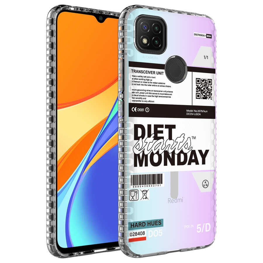 Xiaomi Redmi 9C Kılıf Kamera Çıkıntılı Airbag Kenarlı Darbe Emici Desenli Kapak (ELEGANS) NO8