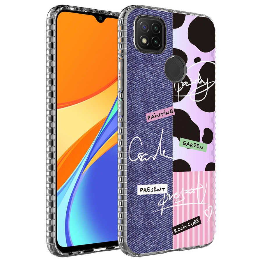 Xiaomi Redmi 9C Kılıf Kamera Çıkıntılı Airbag Kenarlı Darbe Emici Desenli Kapak (ELEGANS) NO8
