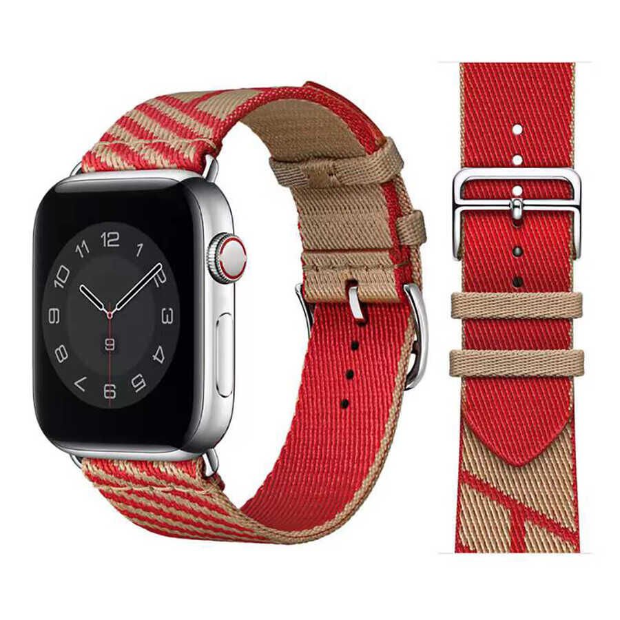 Apple Watch 2/3/4/5/6/7/8/se/nike 38mm 40mm 41mm Hasır Kordon Tasarım (KRD-51) NO2