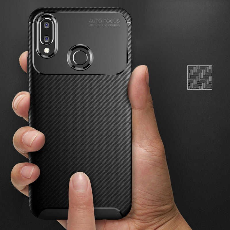 Huawei Honor Play Kılıf Kamera Çıkıntılı Karbon Fiber Dokulu Renk Atmaz Kapak (NEGRO) Kahverengi