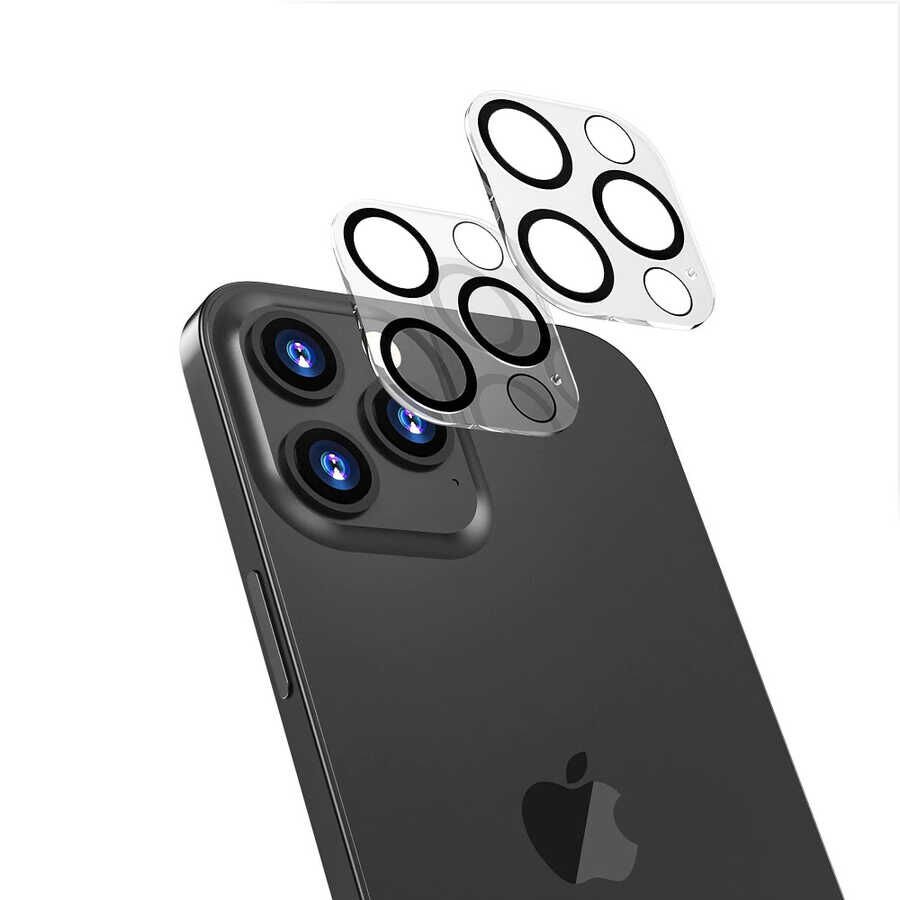 Apple iPhone 13 Pro Kamera Lens Koruyucu Siyah Çerçeveli Kolay Takma Aparatlı (CL-05) Renksiz