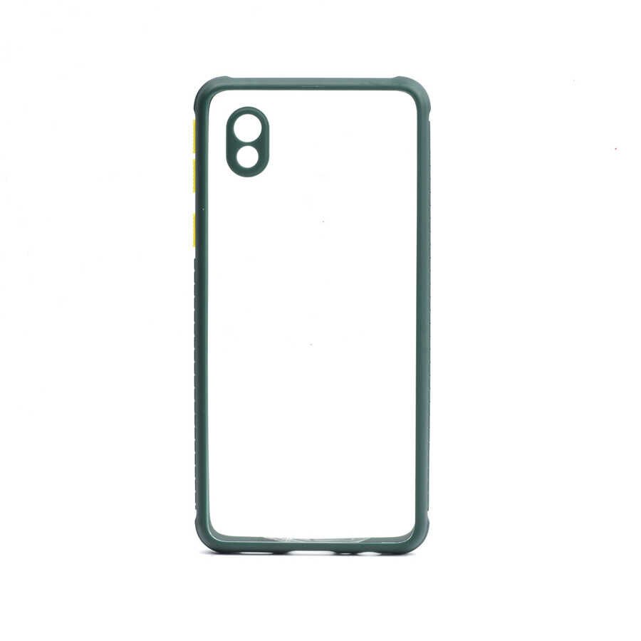 Samsung Galaxy A01 Core Kılıf Köşe Ve Kamera Korumalı Arkası Şeffaf Renkli Tuşlu Kapak (KAFF) Siyah