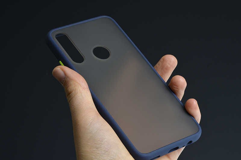 Huawei Y9 Prime 2019 Kılıf Mat Parmak İzi Yapmaz Renkli Tuşlu Sert Silikon Kapak (fri) Lacivert