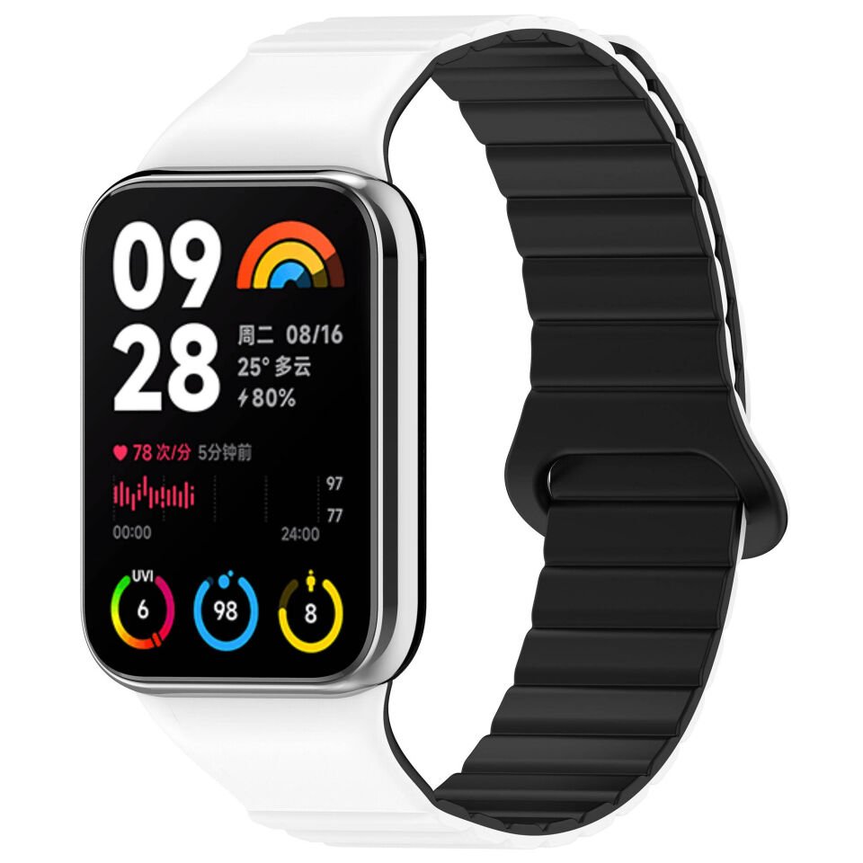 Xiaomi Mi Band 8 Pro Silikon Kordon Strap Kayış Parçalı Çizgili Tasarım (KRD-105) Mavi-Starlight