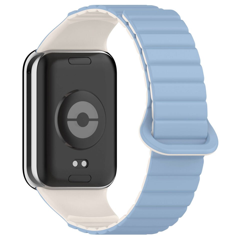 Xiaomi Mi Band 8 Pro Silikon Kordon Strap Kayış Parçalı Çizgili Tasarım (KRD-105) Mavi-Starlight