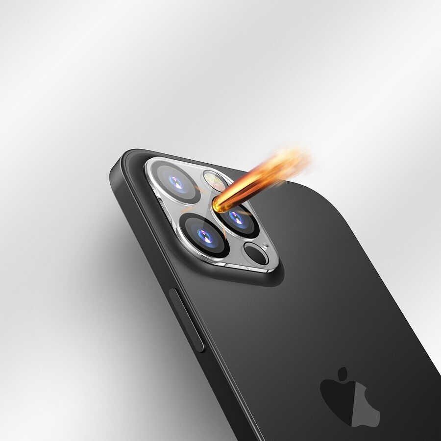 Apple iPhone 13 Kamera Lens Koruyucu Siyah Çerçeveli Kolay Takma Aparatlı (CL-05) Renksiz