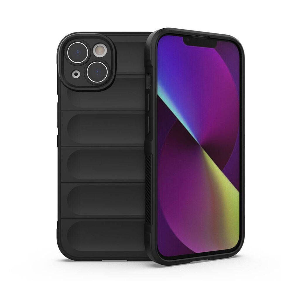 Apple  iPhone 14 Kılıf Esnek TPU Oyuklu Arka Yüzey Tasarımlı Silikon Kapak (Etnik) Siyah