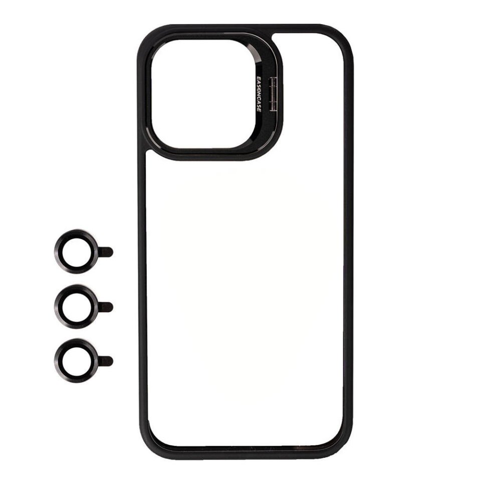 Apple iPhone 15 Pro Max Kılıf Kamera Lens Korumalı Standlı HEPTEKİLETİŞİM Klon Lensli Kapak