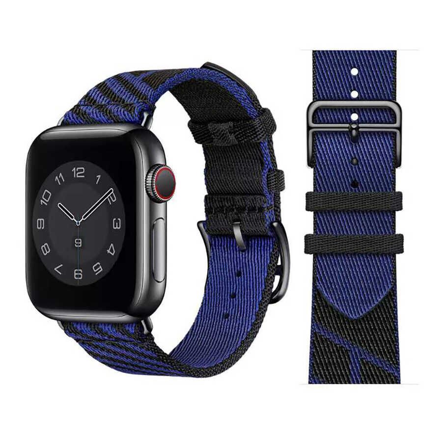 Apple Watch 2/3/4/5/6/7/8/se/ultra/nike 42mm 44mm 45mm 49mm Hasır Kordon Tasarım (KRD-51) NO7