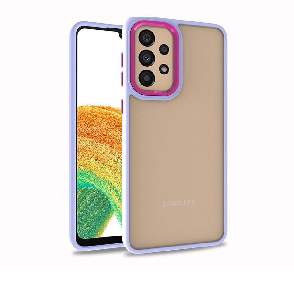Samsung Galaxy A72 Kılıf Kamera Çıkıntılı Arkası Şeffaf Hassas Tuşlu Kenarlı Kapak (Flora) Kırmızı