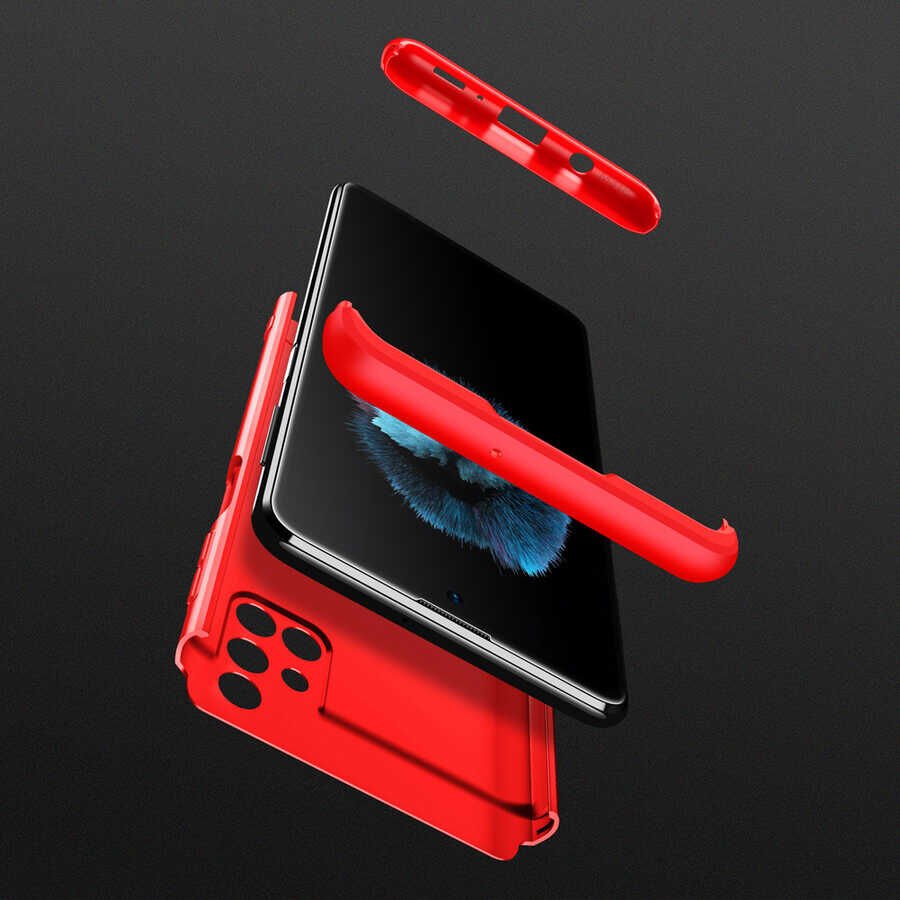 Samsung Galaxy M31S Kılıf 360 Tam Koruma Ön Ve Arka Sert Mika Kapak Orjinal Ays Gkk Kapak Siyah-Mavi