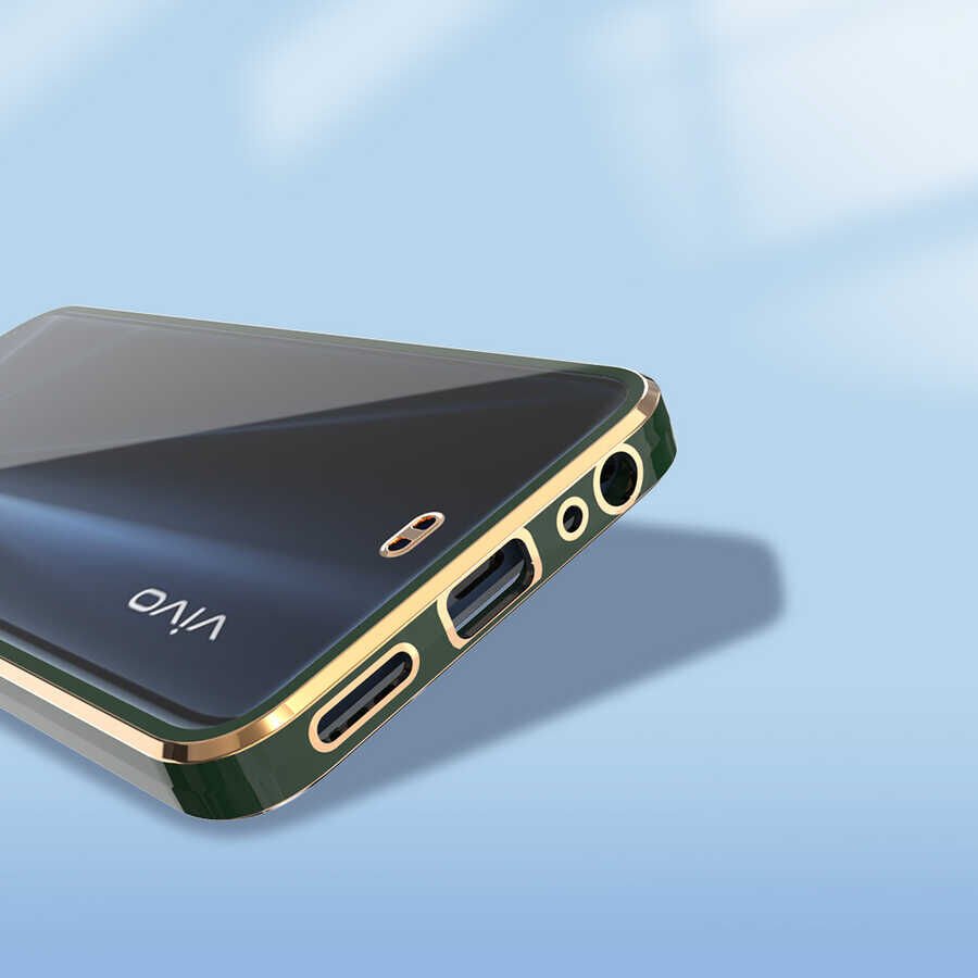 Vivo Y11S Kılıf Parlak Kenarlı Altın İşlemeli Kamera Korumalı Kapak (Voit c.) Lila