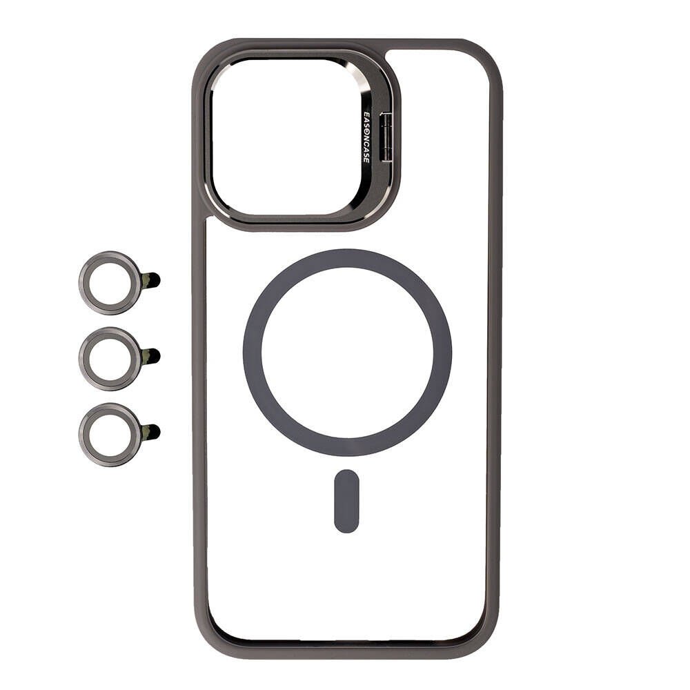 Apple iPhone 15 Pro Kılıf Magsafe Şarj Özellikli Standlı HEPTEKİLETİŞİM Magsafe Klon Lensli Kapak