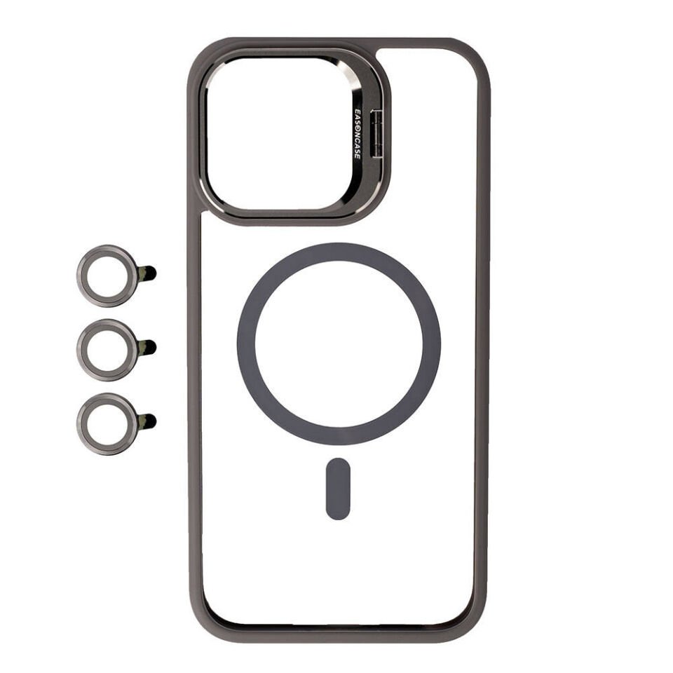 Apple iPhone 15 Pro Kılıf Magsafe Şarj Özellikli Standlı HEPTEKİLETİŞİM Magsafe Klon Lensli Kapak