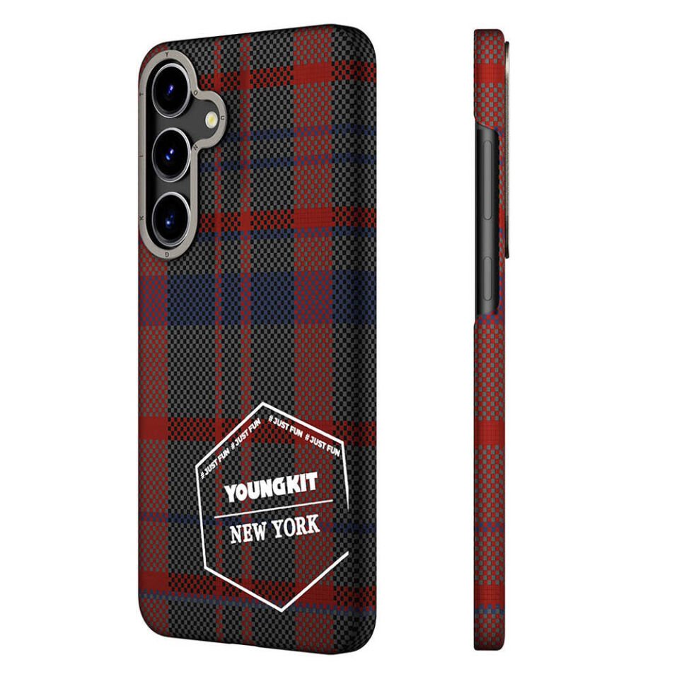 Samsung Galaxy S24 Kılıf Ekose Desenli Youngkit Gezhi Serisi Kapak