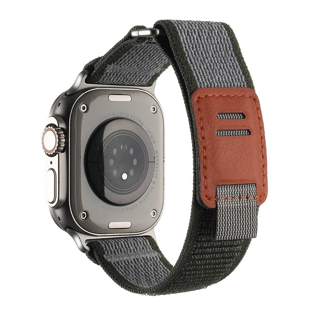 Apple Watch 2/3/4/5/6/7/8/9/se/ultra/nike 42mm 44mm 45mm 49mm Hasır Kordon Tasarım (KRD-106) Yeşil