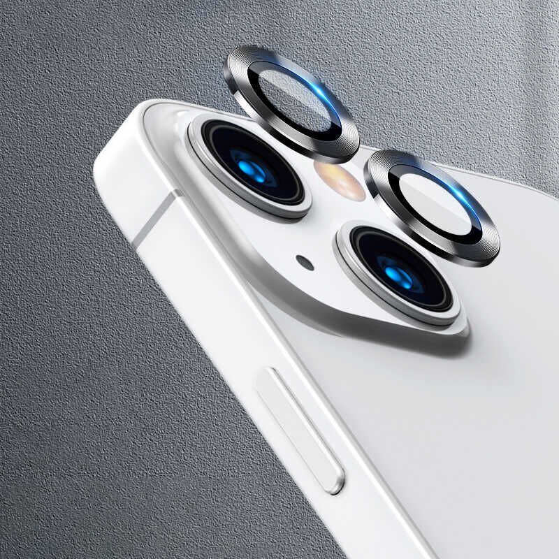 Apple iPhone 13 Mini Kamera Lens Koruyucu Kolay Takma Aparatlı (CL-04) Gri