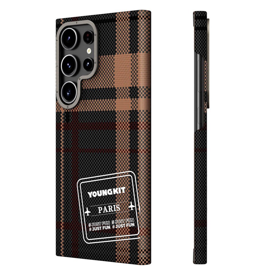 Samsung Galaxy S24 Ultra Kılıf Ekose Desenli Youngkit Gezhi Serisi Kapak