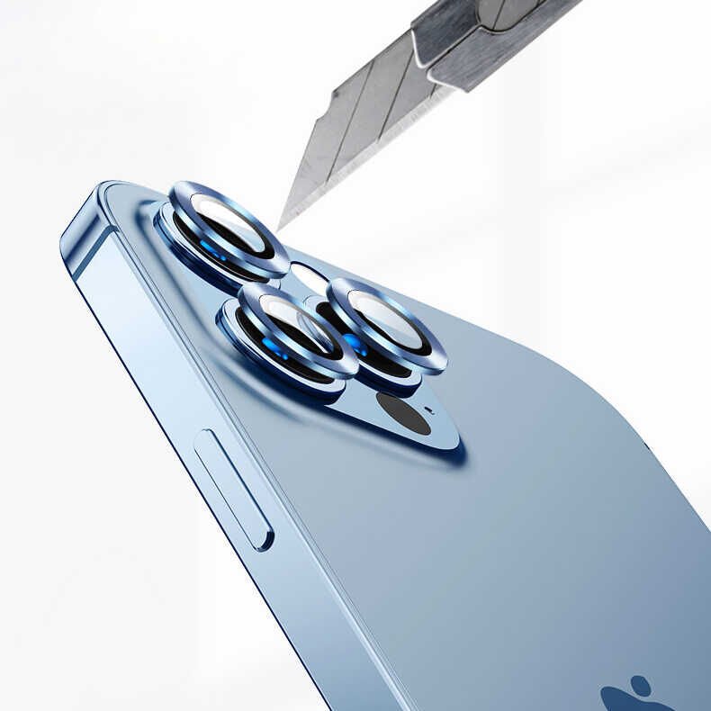 Apple iPhone 13 Pro Kamera Lens Koruyucu Kolay Takma Aparatlı (CL-04) Siyah