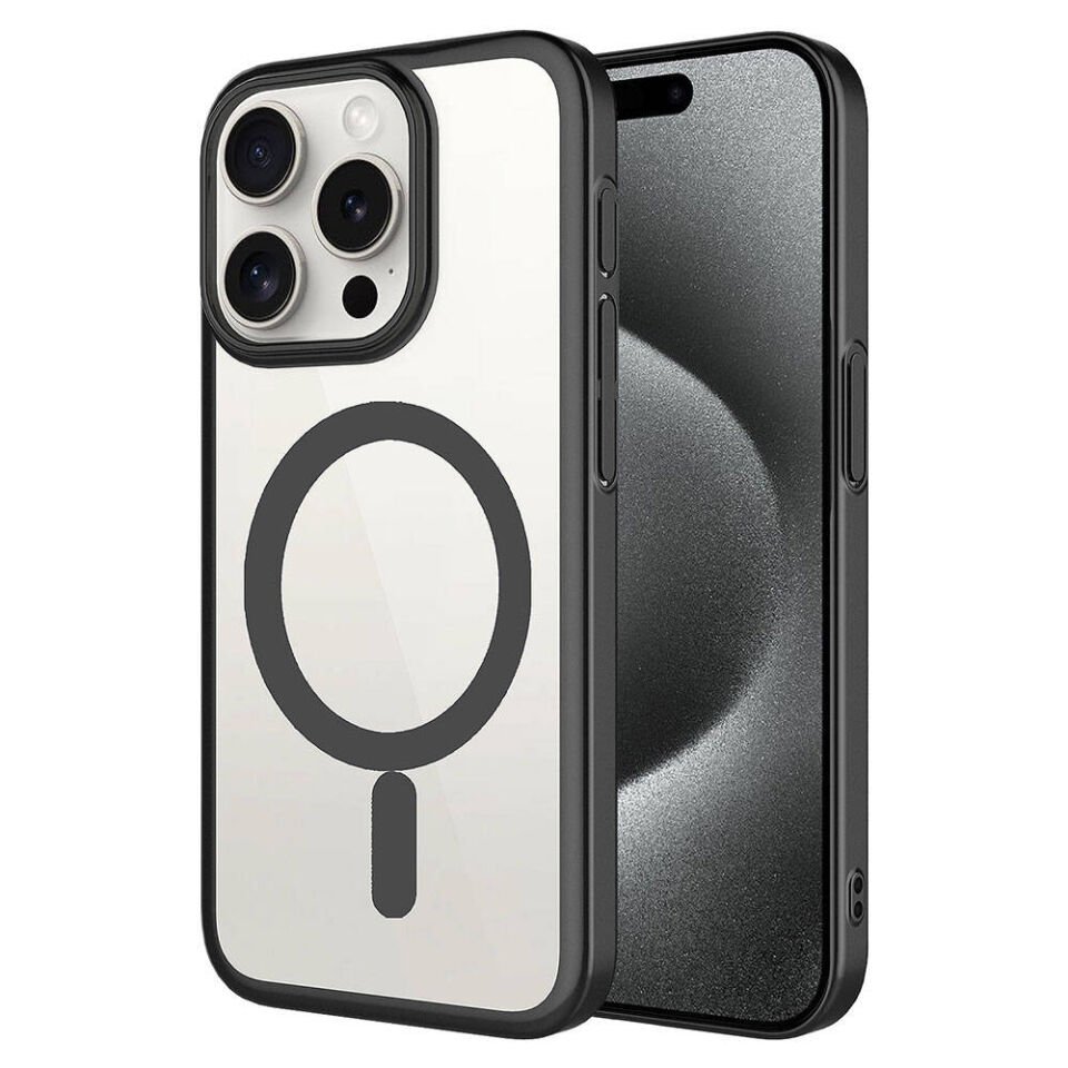 Apple iPhone 15 Pro Max Kılıf Wireless Şarj Özellikli Sert PC HEPTEKİLETİŞİM Mat Riksos Magsafe Kapak