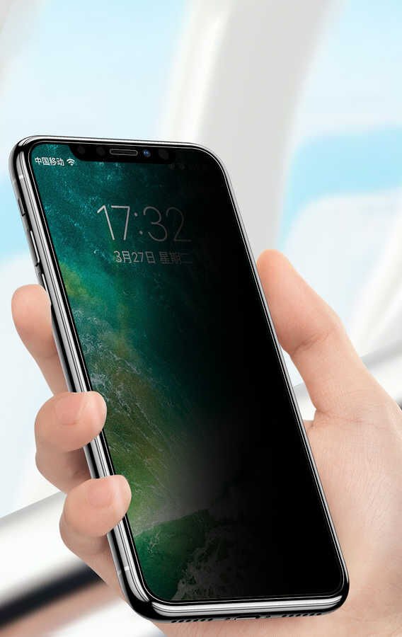 Apple iPhone X HEPTEKİLETİŞİM Anti-Dust Mat Privacy Temperli Ekran Koruyucu