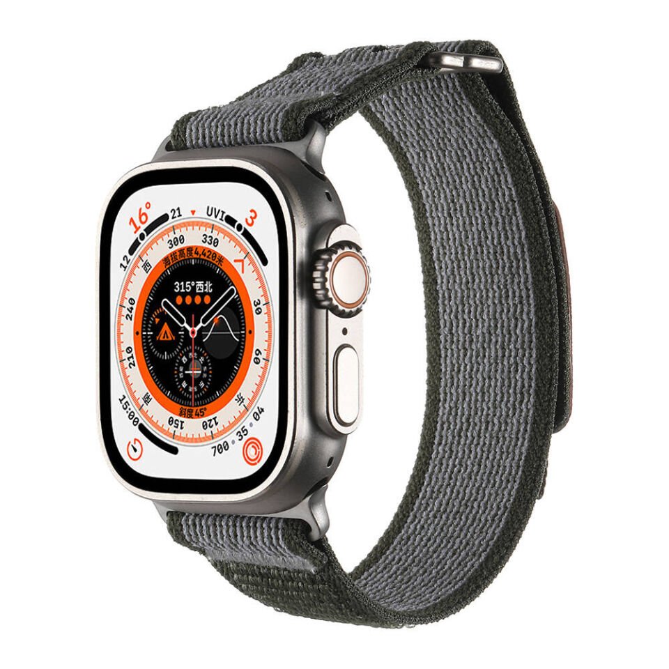 Apple Watch 2/3/4/5/6/7/8/9/se/ultra/nike 42mm 44mm 45mm 49mm Hasır Kordon Tasarım (KRD-106) Lacivert