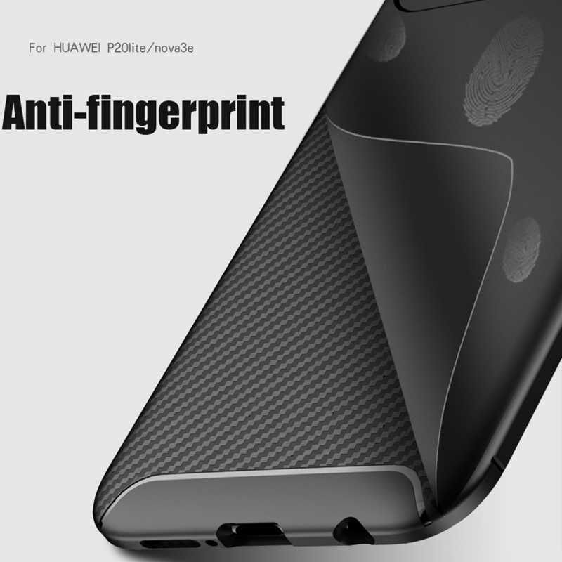 Huawei P20 Lite Kılıf Kamera Çıkıntılı Karbon Fiber Dokulu Renk Atmaz Kapak (NEGRO) Kahverengi