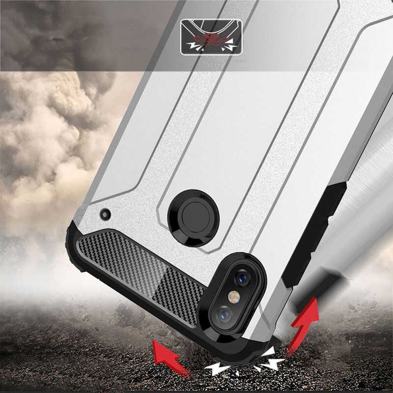 Xiaomi Mi Max 3 Kılıf Armor Köşe Korumalı Çift Katman Tank Zırh Kapak (CRASH) Rose Gold