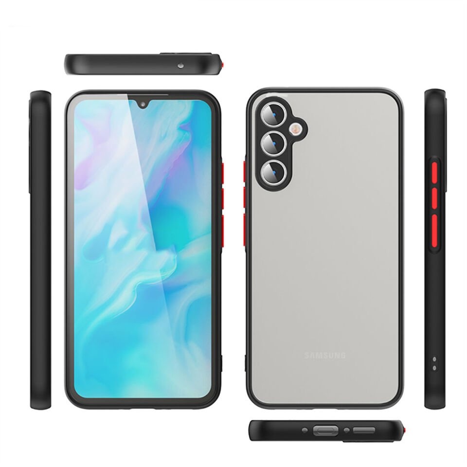 Samsung Galaxy A54 Kılıf Mat Kamera Korumalı Renkli Tuşlu Sert Silikon Kapak (HUX) Lacivert